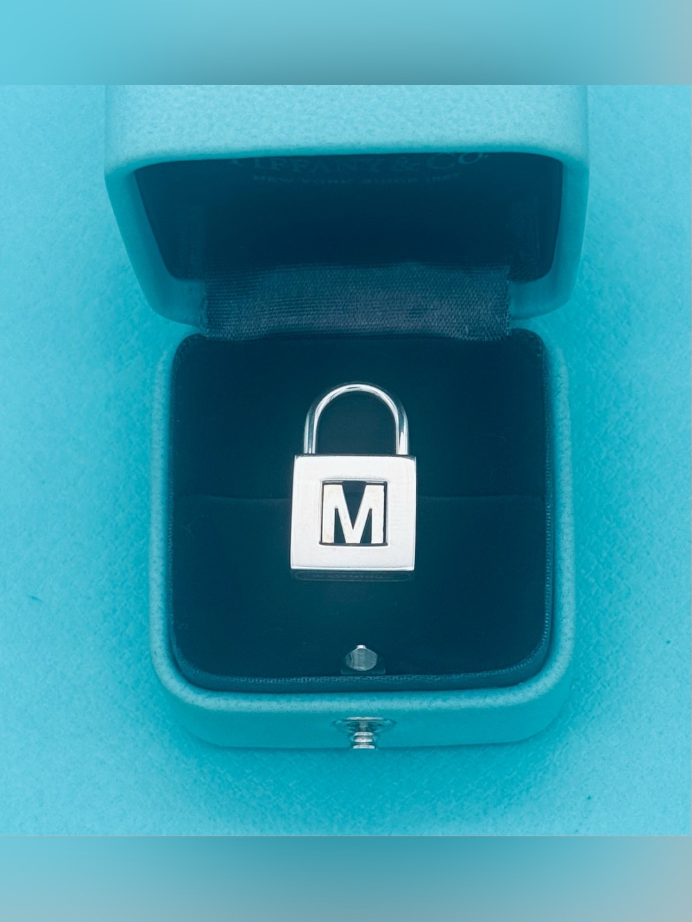 Tiffany & Co SS Retired Letter M Padlock Charm